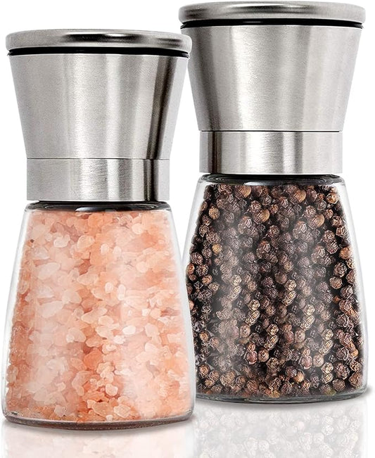 Gulex® Salt and Pepper Grinder Set Pepper Mill, Sea Salt Shaker Refillable, Adjustable Coarseness, Stainless Steel with Ceramic Rotor (Set of 2) by Gulex