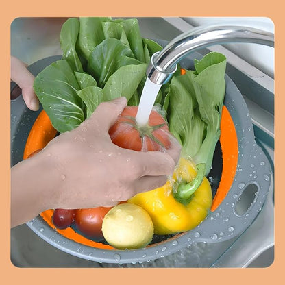 Silicone Colander Collapsible Strainers Set for Kitchen- 2 Pack (3Qt, 4Qt) -Over Home Draining Basket, Food Vegetables & Fruits-Dishwasher Safe, Space Saving Design (Orange) - Image 5