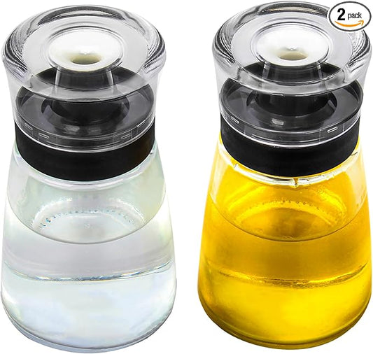 Outdoor Oil Dispenser Bottle for Camping, 160 ml/5.4 oz Glass Olive Oil and Vinegar Cruet, Leak-proof Well Sealed for Picnic Kitchen, 2 Pack by TINMIX
