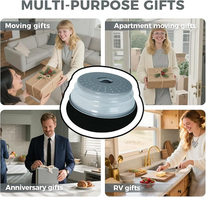 12" Large Microwave Splatter Cover & Silicone Mat, Foldable Food Cover and Raised Handle, BPA-Free Splatter Guard Lid, Multi-Purpose Heat-Resistant Mat for Pots,and Kitchen - Image 7