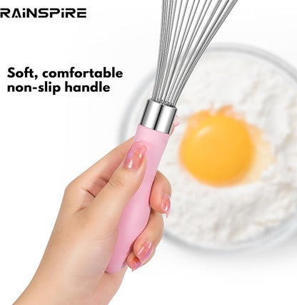 Rainspire 12-Inch Wire Whisk Stainless Steel, Balloon Whisks for Cooking, Wisk Wisking Tool With Soft Silicone Handle, Thick Durable Whisker for Blending, Beating, Whisking, Stirring, Pink - Image 4