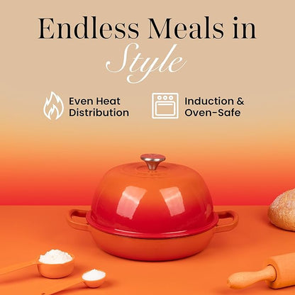 Enamelled Cast Iron Dutch Oven Pot – Dutch Oven For Sourdough Bread Baking – Cast Iron Bread Pot – Orange, 6 Quarts, 26cm – by Nuovva - Image 3