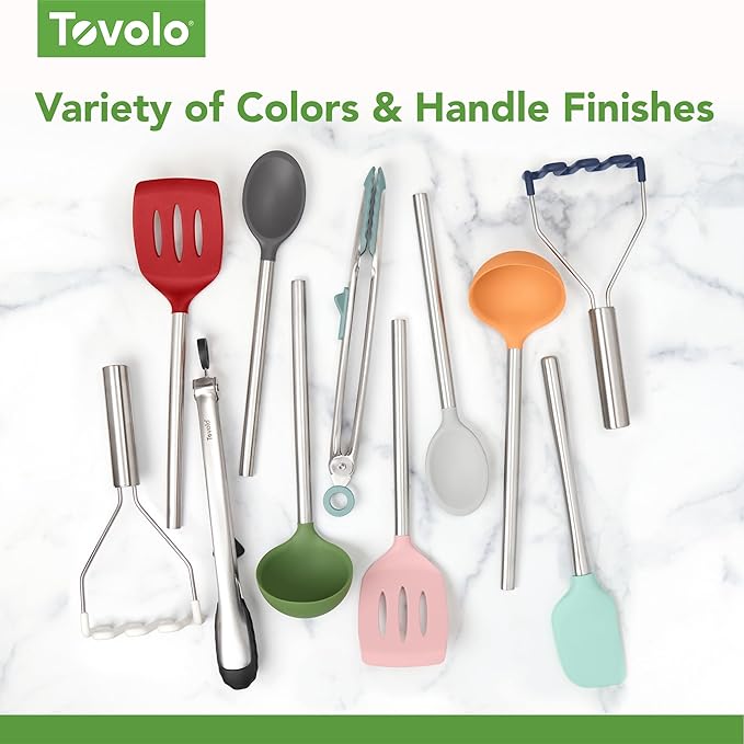 Tovolo Silicone Ladle with Stainless Steel Handle Pink Sorbet Soup Ladle Large, Dishwasher Safe Heat Resistant BPA Silicone Ladle Deep Spoon with Reinforced Nylon Core for Soup, Stew, Sauce & Punch - Image 6