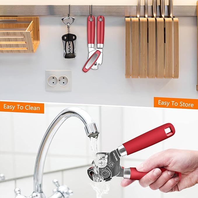 Can Opener,Professional 3-In-1 Multifunctional Manual Can Openers Bottle Opener,Kitchen Durable Stainless Steel Heavy Duty Can Opener Smooth Edge for Kitchen Seniors Friendly - Image 4