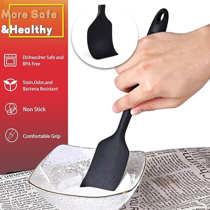 8 Pieces Silicone Spatula, 8.5 inch Non-stick Spatulas with Stainless Steel Core,Heat Resistant-500?, Food Grade Silicone, Dishwasher Safe, for Mixing,Cooking,Baking (Black) - Image 6