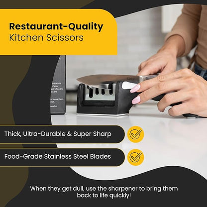 Heavy Duty Kitchen Shears With Sharpener - Lifetime Replacement Warranty* - Multipurpose Stainless Steel Scissors for Food - Sharp Food-Grade Kitchen Scissor for Meat, Seafood, Poultry - 4 Piece Set - Image 4