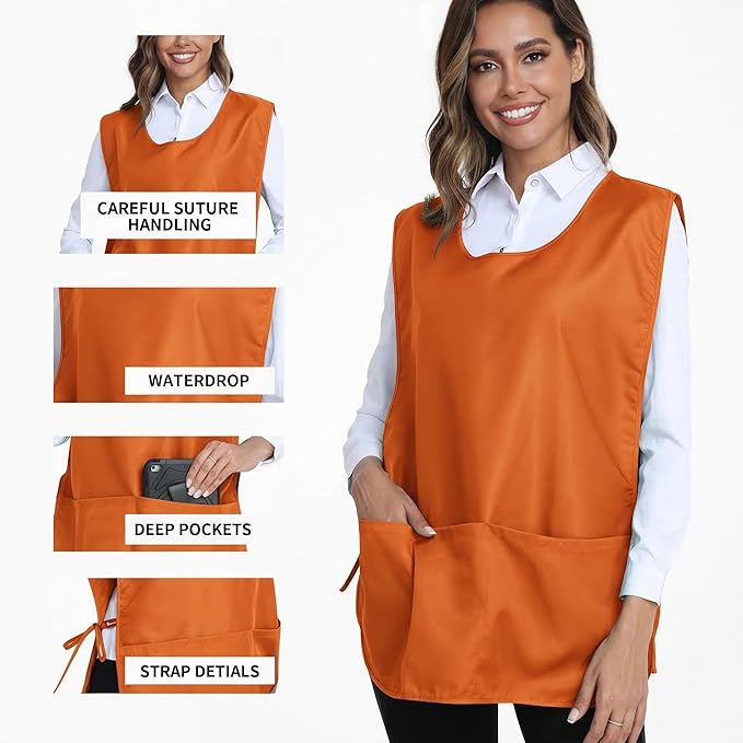 Xeoxarel Unisex Cobbler Apron with 3 Pockets, Smock Vest Apron, Suitable for Cooking，Kitchen，Garden，Hairstylist，Cleaning，Art