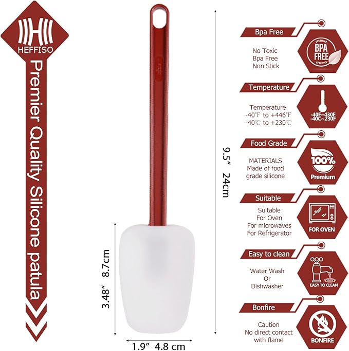 Silicone Rubber Spatula and Spoon Rubber Spatula Set of 3, High Heat Spoon, Commercial for Cooking (3 Spoonula(9.5 Inches)) - Image 6