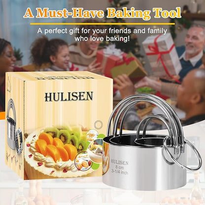 HULISEN Biscuit Cutter Set (3 Pieces/Set), Stainless Steel Round Cookies Cutter with Handle, Professional Baking Dough Tools, Gift Package - Image 8