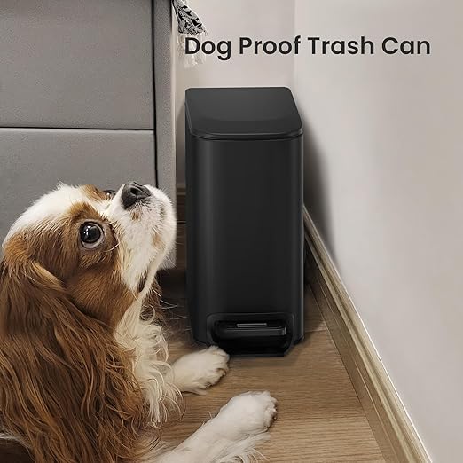 Cesun Small Bathroom Trash Can with Lid Soft Close, Step Pedal, 6 Liter / 1.6 Gallon Stainless Steel Garbage Can with Removable Inner Bucket, Anti-Fingerprint Finish (Matt Black) - Image 7