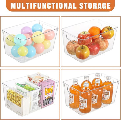 Freebat 12 Pack Large Clear Plastic Storage Bins,Plastic Containers with Handle for Pantry Organizer and Storage,Perfect for Kitchen,Fridge,Cabinet, Closet,Bathroom Under Sink Storage - Image 3