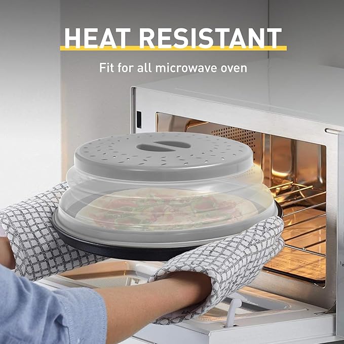CasaCulina Collapsible Microwave Splatter Cover, Vented Microwave Lid with Hook Hole, Splatter Guard for Plate Dish Bowl, Vegetable Fruit Colander Multi-function Kitchen Gadget, BPA-Free (Grey) - Image 5
