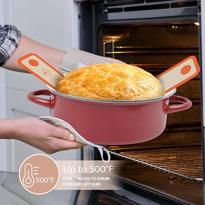 Silicone Bread Sling for Dutch Oven, 2 PCS Non-Stick & Easy Clean Reusable Silicone Baking Mat with Long Handles, Easy to Transfer Sourdough Bread Oval and Round - Image 5