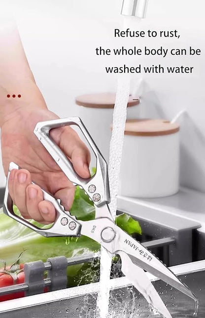 Multi-Purpose Rust Proof Kitchen Shears, Heavy Duty Meat Scissors, Dishwasher Safe, for Chicken, Vegetables, Steak, Fish Scaling & Bottle Opener(Red)