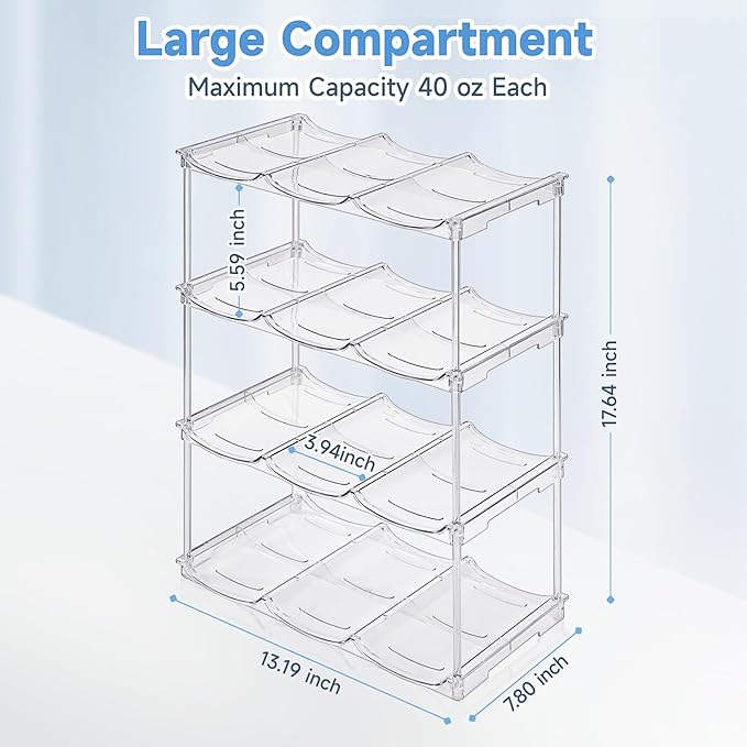 Stackable Water Bottle Organizer for Stanley 40 oz Tumbler, Water Bottle Holder for Cabinet, Pantry Kitchen Organizers and Storage for Stanley Cup Accessories, Tumbler Organizer and Wine Rack, 4Pack - Image 5