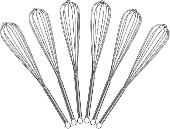 8 inch Mini Wire Whisk 6 Pack - Stainless Steel by Keewah
