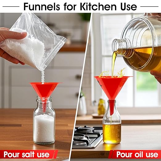 DEDC Oil Funnels, Gas Funnels, Plastic Funnel Set for Car, Automotive, Kitchen, Mini Small Large Red (4pcs Gas Plastic Funnel) - Image 6