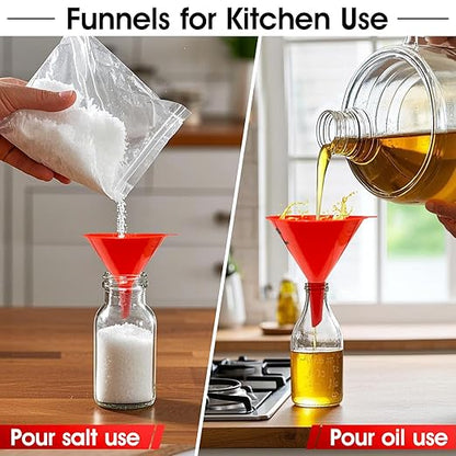 DEDC Oil Funnels, Gas Funnels, Plastic Funnel Set for Car, Automotive, Kitchen, Mini Small Large Red (4pcs Gas Plastic Funnel) - Image 6