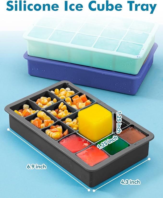 Silicone Ice Cube Trays for Freezer 2 Pack, Easy Release Square Ice Cubes Mold, Best Rubber Ice Cube Tray for Whiskey Cocktail Coffee, Mini Fridge Old Fashioned Silicone Ice Tray - Image 4