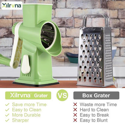 Rotary Cheese Grater Hand Crank Transparent - Shredder Slicer Grinder 3 Stainless Steel Blades, Stable Suction, Labor-Saving Handle, Safe Kitchen Tool for Cheese, Vegetable, Nuts, Chocolate - Image 9