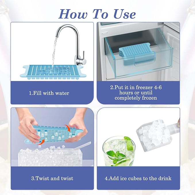 Mini Ice Cube Tray for Freezer: GGUW Nugget Ice Cube Tray with Bin - Crushed Ice Tray Making 4×108 PCS Icecube - Easy Release Iced Maker Trays - Image 5