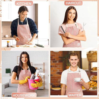 Janmercy 24 Pcs Aprons for Women Men with 2 Pockets Linen Cooking Kitchen Apron Adjustable Bib Chef Apron Bulk Aprons Unisex