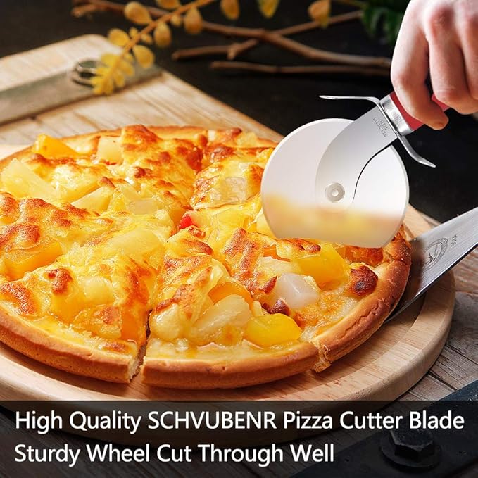 SCHVUBENR Premium Pizza Cutter Wheel - Ultra Sharp Stainless Steel Pizza Slicer with Non-Slip Soft Grip Handle - Multi-Purpose Cutter for Pizza, Dough & Pastry - Dishwasher Safe, Easy to Clean - Red - Image 8