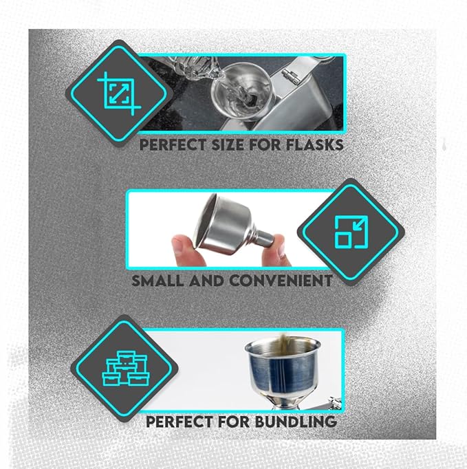 SE Stainless Steel Funnel for Flasks Bottles and Mini Bottles, Small Steel Drink Funnel for Filling Drinking Liquor Flask, Transferring Oil, Juice, Milk -HQ93 - Image 10