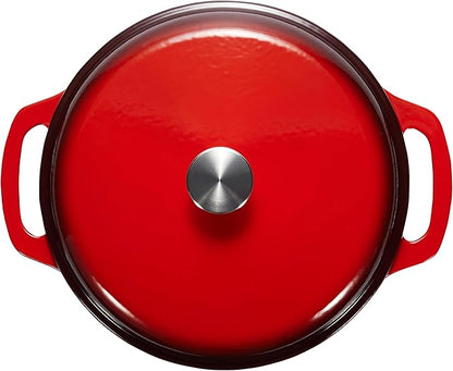 Amazon Basics Enameled Cast Iron Dutch Oven Pot with Lid, Round, Dual Handles, Heavy-Duty, Oven Safe for Stews, Roasting, Baking, 4.3-Quart, Red - Image 3