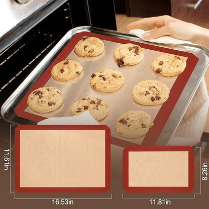 Silicone Baking Mat, 3 Pack Reusable Baking Mat, Non-Stick, Food Safe Silicone Mats for Baking, Oven Baking Sheet for Making Cookies, Macaroons, Bread - Image 2