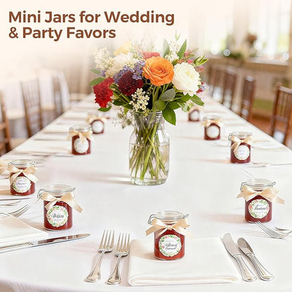 ComSaf 8oz Glass Jars with Airtight Lids (Set of 6), Cylindrical Jelly & Spice Jars for Pantry Organization, 240ml Small Canisters with Wire Clamp for Sourdough Discard, Jam, Honey & More - Image 5