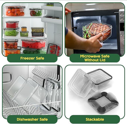RockBerry 56 PCS Food Storage Containers with Lids Airtight- Plastic Container for Pantry Kitchen Organization-Microwave Dishwasher,Freezer Safe 100% Leak Proof (28 Stackable Boxes-28 Lids) - Image 4