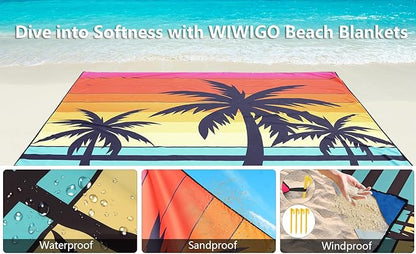 WIWIGO Beach Blanket Waterproof Sandproof Beach Mat 79" X 83"/10'x9'for 2-8 Adults Quick Drying Outdoor Picnic Mat Beach Accessories for Travel, Camping, Hiking - Image 5