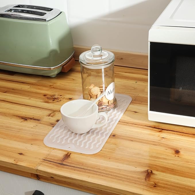 MicoYang Silicone Dish Drying Mat for Multiple Usage,Easy clean,Eco-friendly,Heat-resistant Silicone Mat for Kitchen Counter or Sink,Refrigerator or Drawer Liner Translucent S 12 inches x 6 inches - Image 6