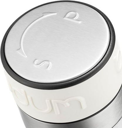 Bodum Twin Dual Salt and Pepper Grinder, Stainless Steel w/Silicone Sleeve, White