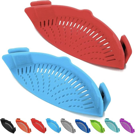 2 Pcs Clip on Strainers, Pot Strainer for Pasta Meat Vegetables Fruit, Silicone Strainer - Fit All Pots and Bowls. by Qiunizadila