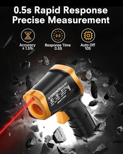 Eventek Infrared Thermometer Gun, -58°F to 1112°F Laser Thermometer Temperature Gun, IR Temp Gun for Cooking, Pizza Oven Accessories, Griddle, AC, Barbecue, Air, Fridge, Engine, Kitchen