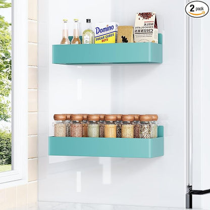 Mystozer Magnetic Spice Rack for Refrigerator, Kitchen Organizer and Storage Shelf, Blue(2 Pack) by Mystozer