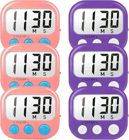 Classroom Timers for Teachers Kids Large Magnetic Digital Timer Teacher Supplies 6 Pack-Pink Purple by AOUCE