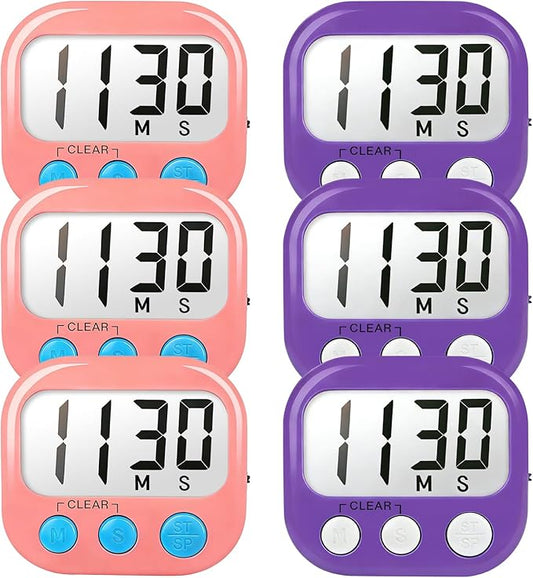 Classroom Timers for Teachers Kids Large Magnetic Digital Timer Teacher Supplies 6 Pack-Pink Purple by AOUCE