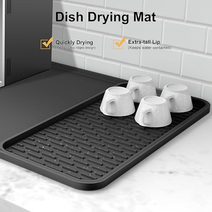 Silicone Coffee Mat, 24''x16'' Bar Mat with Detachable Dish Drying Mat - Fits Under Coffee Maker & Dish Rack - Image 3