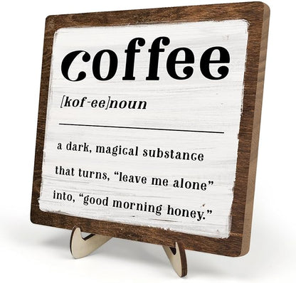 Coffee Bar Sign Plaque for Coffee Bar Station, Vintage Wooden Java Sign Decor for Kitchen,Farmhouse Cafe,Fun Gifts for Friends,Dad,Mom 5.9x5.9inch by DMADNF