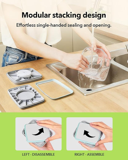 Airtight Food Storage with One-Touch Lid, (3 × 1.27 QT / 1.2 L) Stackable Durable PET for Sugar, Grains, Coffee Beans, and Baking Pantry Organization