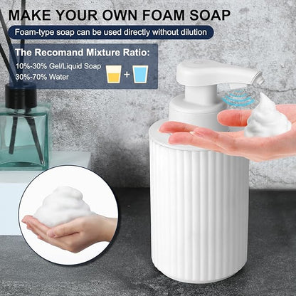 Automatic Soap Dispenser Foaming Touchless: 9oz White Plastic - Rechargeable Electric Smart Auto Foam Soap Dispenser - Hand Dish Bathroom Kitchen - Image 3