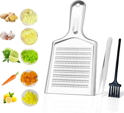 Ginger Grater Tool, Stainless Steel Grater Rustproof 8.46"x4.16" Large Size Ginger Grinder for Fine Grate, Dishwasher Safe Kitchen Tool for Garlic Cheese, Nutmeg, Vegetables & Citrus Zesting by LANGMINGDE