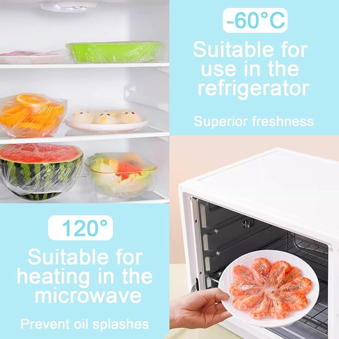 500pcs Plastic Bowl Covers Elastic Reusable Food Covers Outdoor Thickend Kitchen Bowl Dish Plate Cover, Sourdough Bread Baking Supplies, Fruit Fresh Keeping Storage Accessories Food Grade (White-M) - Image 7