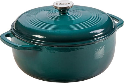 Lodge Essential Enamel Cast Iron Dutch Oven - Perfect for Bread Baking, Braising, Marinating & Slow Cooking - Features Moisture-Sealing Lid & Dual Handles - Kitchen Essentials - 6 Quarts - Lagoon by Lodge