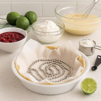 Mrs. Anderson's Baking Pie Weights | Stainless Steel Stoneware Beads for Blind Baking | Heat-Safe, Food-Safe, Easy to Use | Prevents Shrinking, Puffing, Bubbling | Connected Chain Weights - Image 7