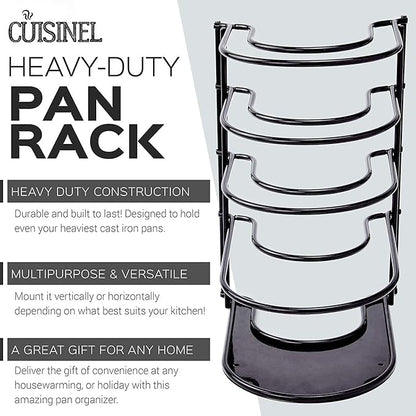 Cuisinel Heavy Duty Pots and Pans Organizer Rack - 12.2"-Inch Tall - 5 Tier Rack - Holds 50 LB - Cast Iron Skillets, Griddles, Shallow Cookware - Space Saving Kitchen Storage - No Assembly Required - Image 6
