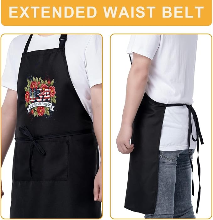 Us 250 Years Of Freedoms Apron With Pocket For Mens